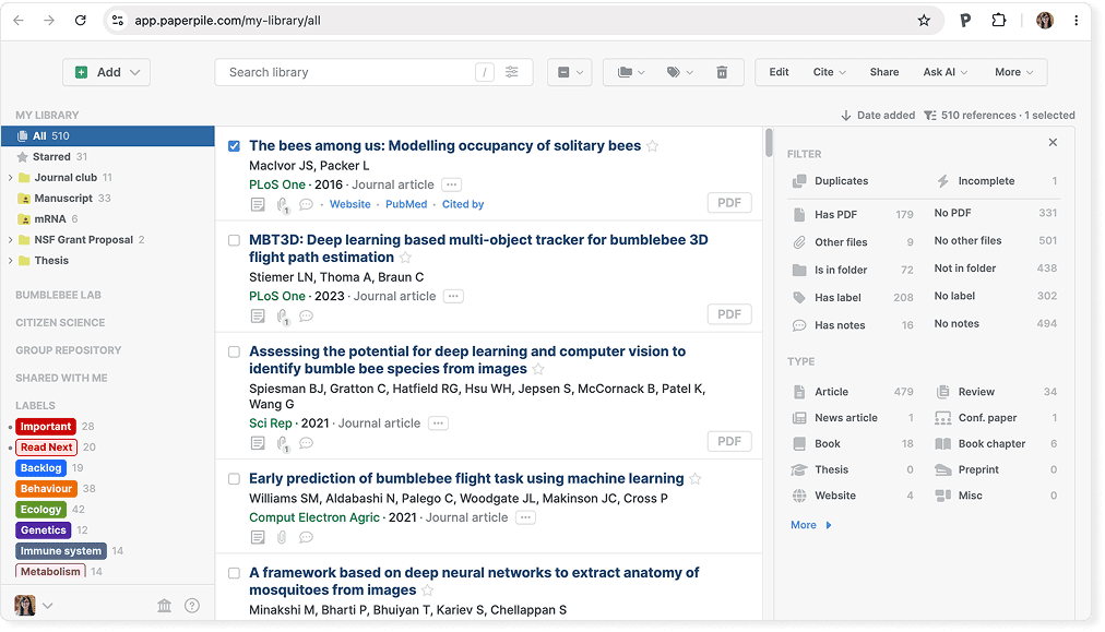 Paperpile web app